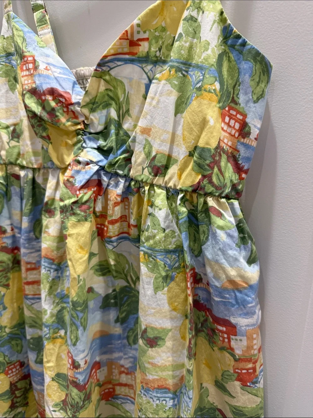 Abercrombie & Fitch Tropical Print Maxi Dress in Yellow, Green and Blue